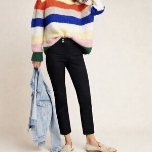 By Anthropologie skinny slit front hem black trouser
